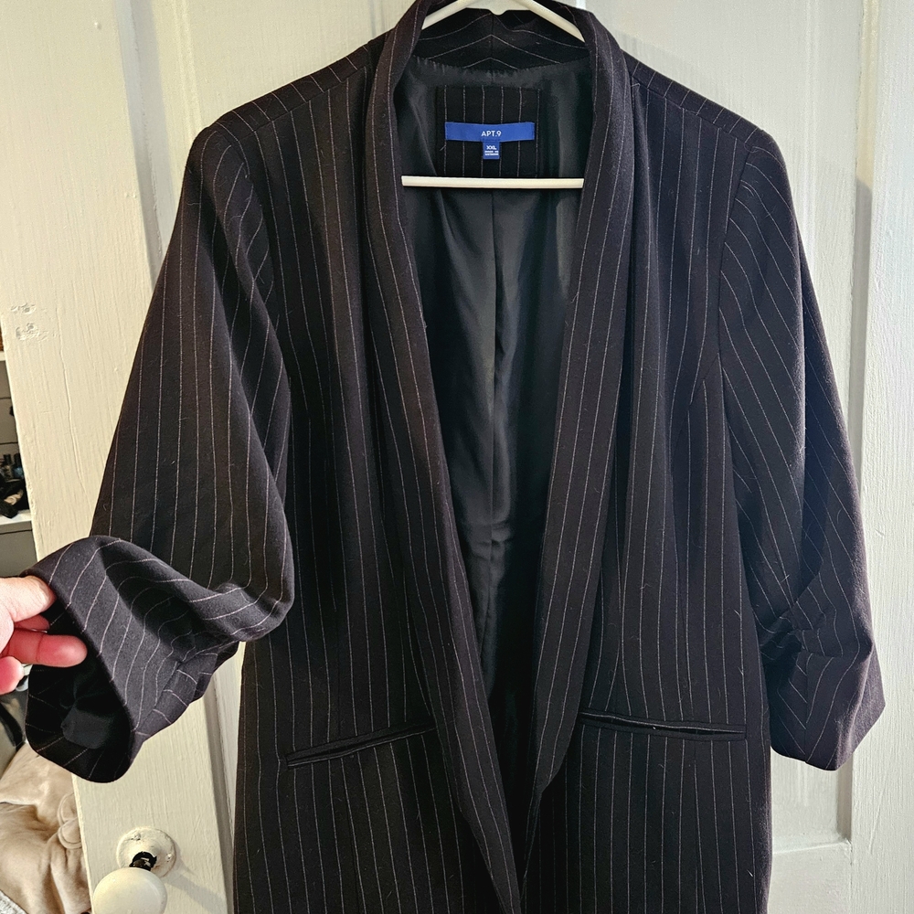 Women's Black Pinstripe Blazer